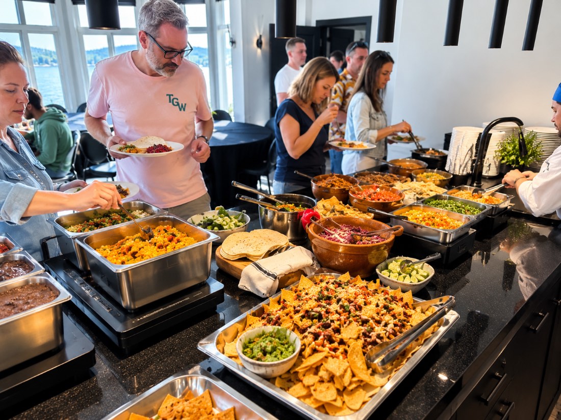 Invités au buffet mexicain